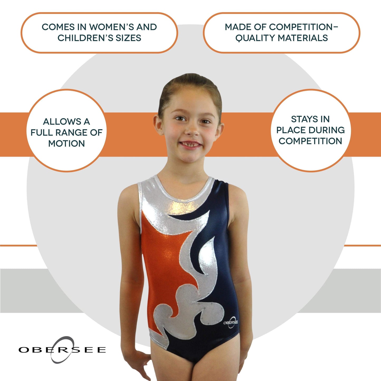 O3GL062 Obersee Girls Gymnastics Leotard One-Piece Athletic Activewear