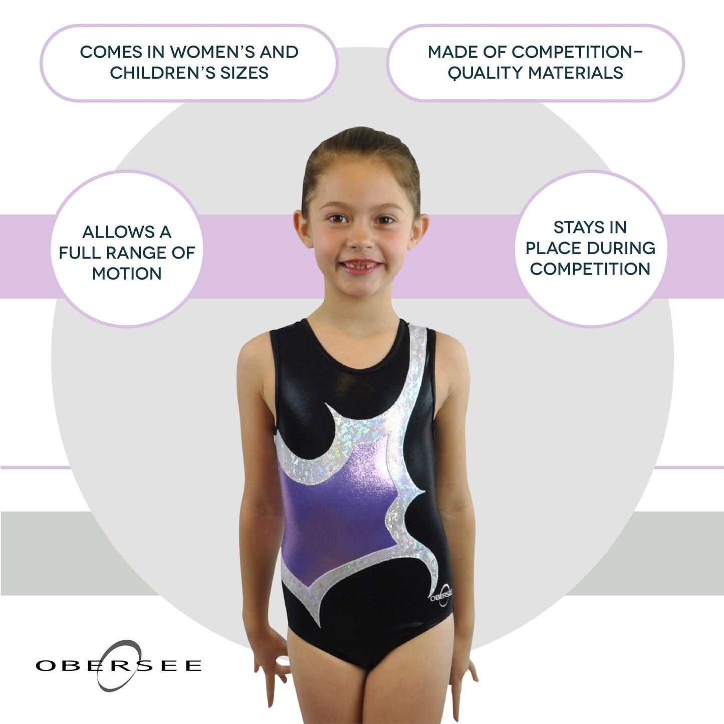 O3GL065 Obersee Girls Gymnastics Leotard One-Piece Athletic Activewear