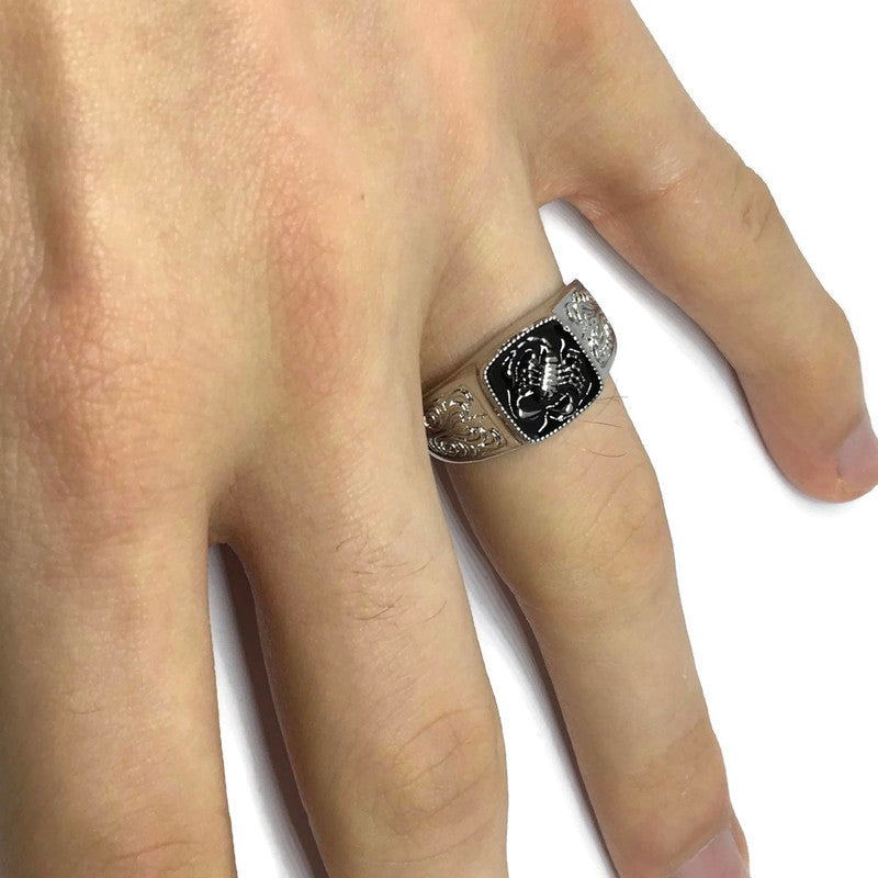 Scorpion Paisley Pattern Silver Ring