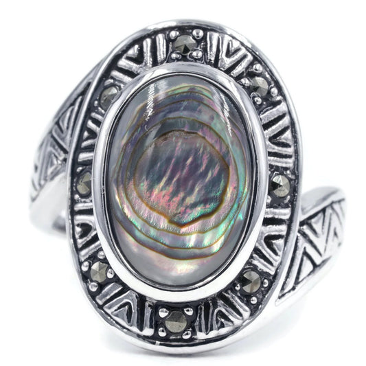 Aztec Abalone Marcasite Ring