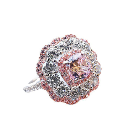 Fancy radiant  cut flower ring