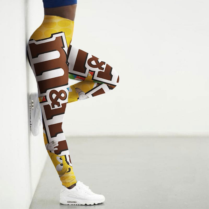 Sport Leggings Women 3D Snacks Print Tights Yoga Pants Gym Legins