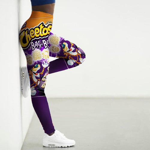 Sport Leggings Women 3D Snacks Print Tights Yoga Pants Gym Legins
