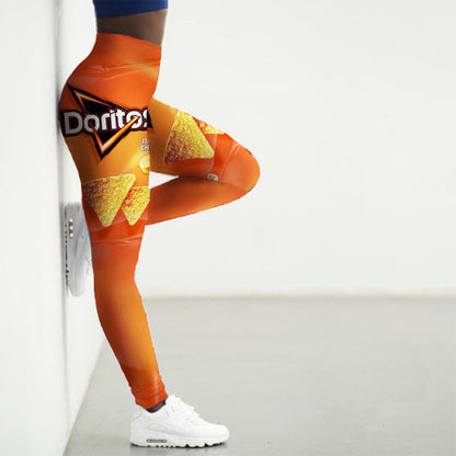 Sport Leggings Women 3D Snacks Print Tights Yoga Pants Gym Legins