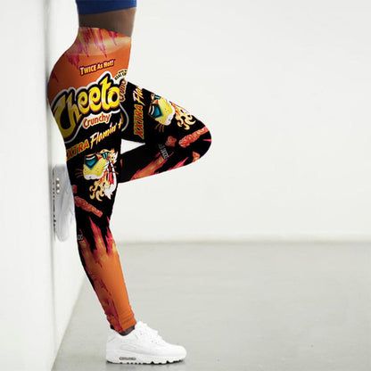 Sport Leggings Women 3D Snacks Print Tights Yoga Pants Gym Legins