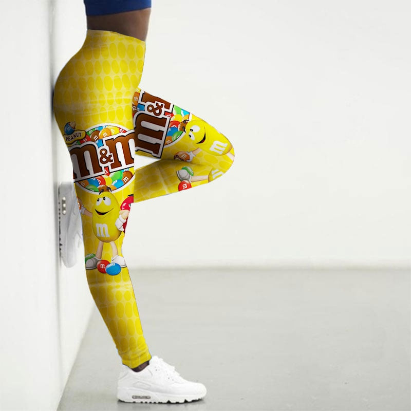 Sport Leggings Women 3D Snacks Print Tights Yoga Pants Gym Legins