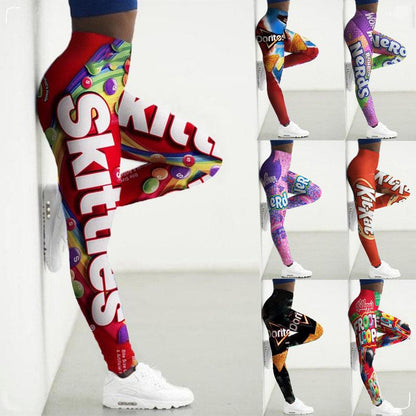 Sport Leggings Women 3D Snacks Print Tights Yoga Pants Gym Legins