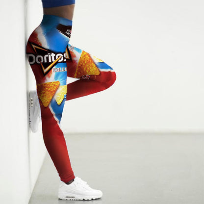 Sport Leggings Women 3D Snacks Print Tights Yoga Pants Gym Legins