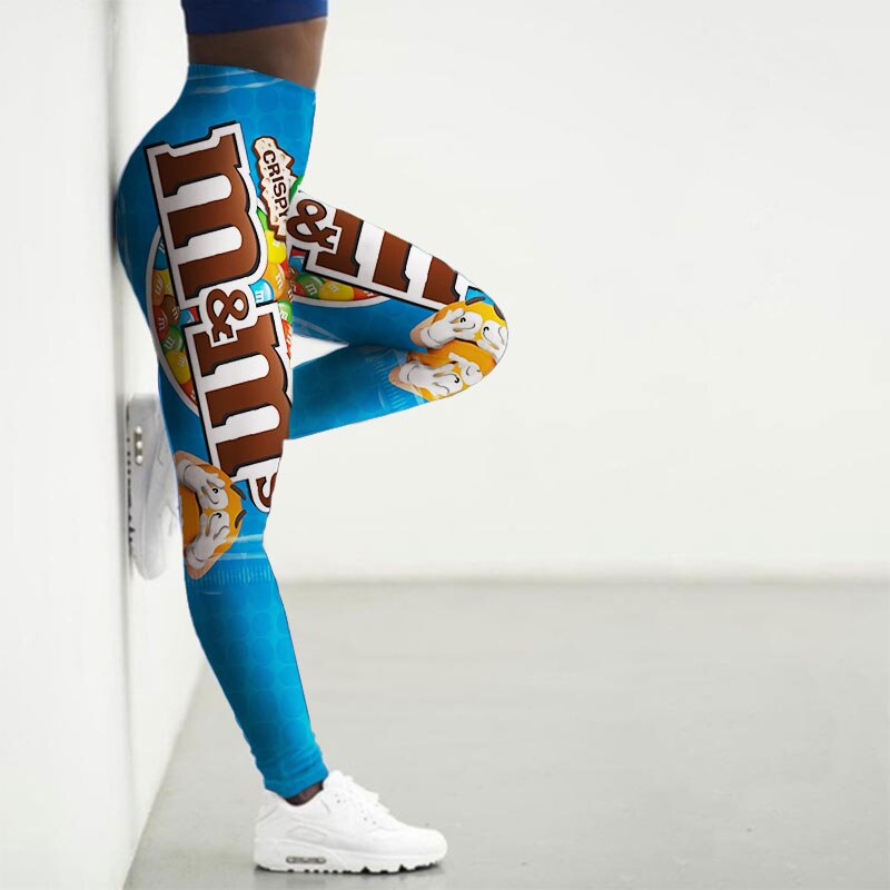 Sport Leggings Women 3D Snacks Print Tights Yoga Pants Gym Legins