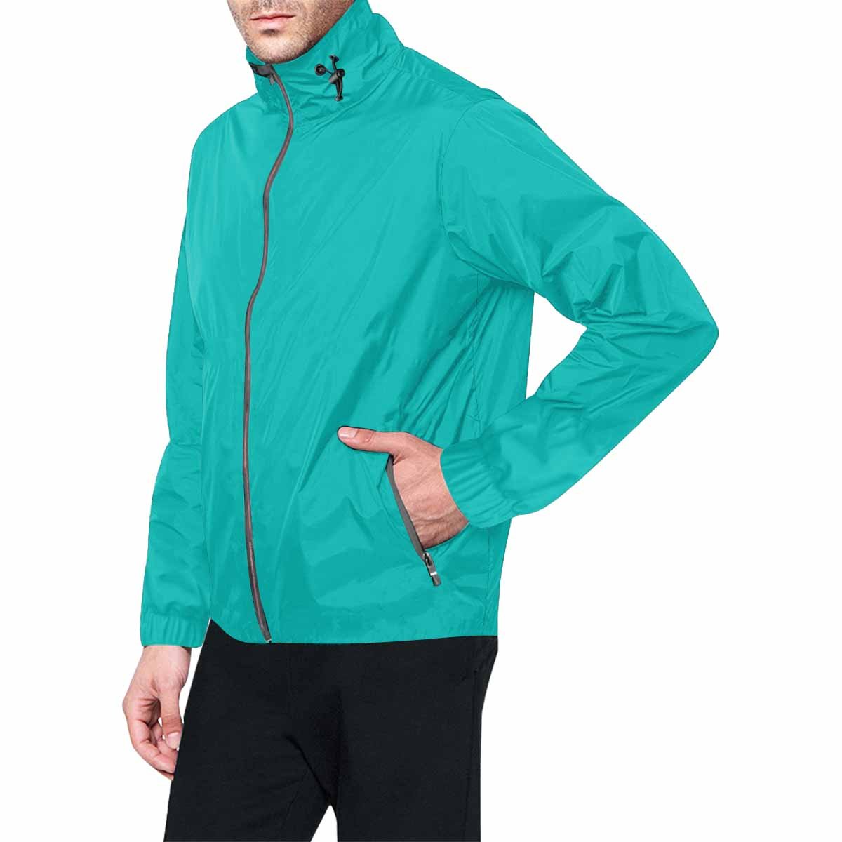 Greenish Blue Hooded Windbreaker Jacket - Men / Women