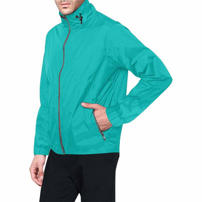 Greenish Blue Hooded Windbreaker Jacket - Men / Women