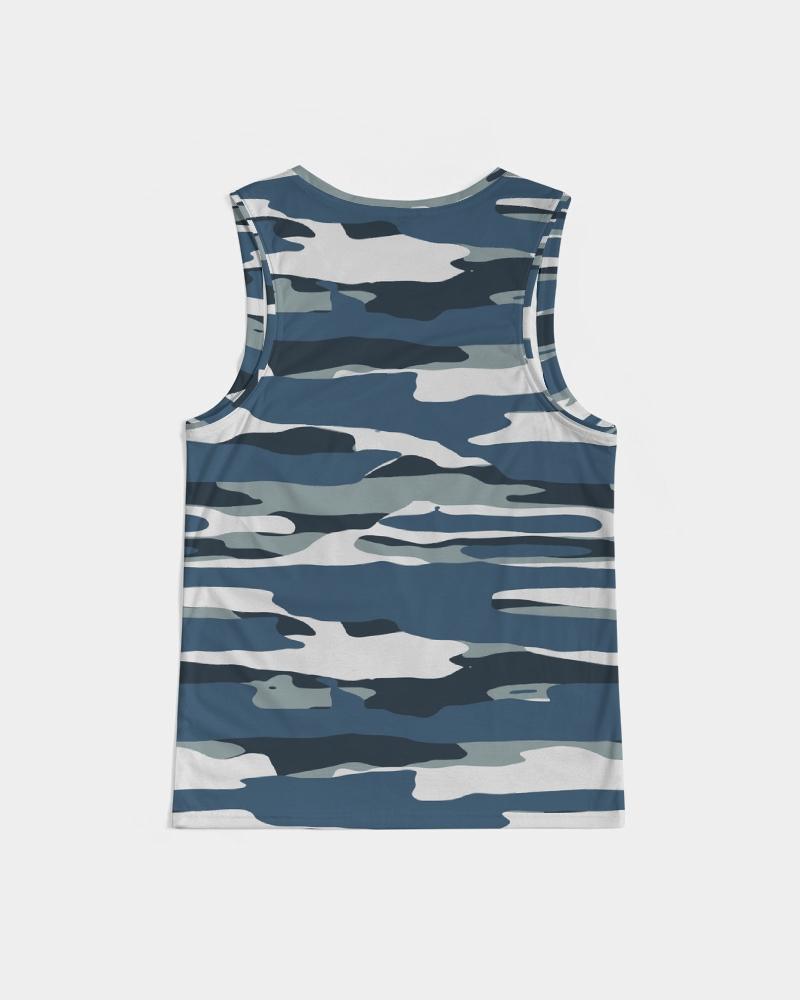 Mens Tank Top / Camo Blue And Grey Sports Shirt