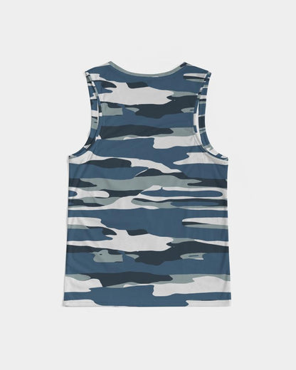 Mens Tank Top / Camo Blue And Grey Sports Shirt