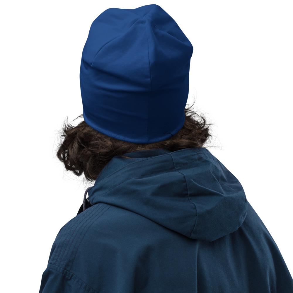 Beanie Hat - Blue Slouchy Beanie Prayer Warrior Print Men/women