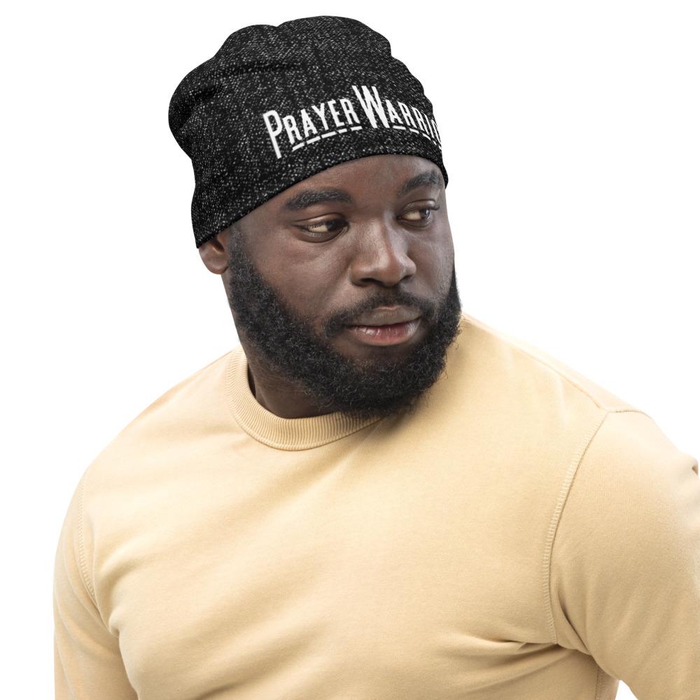 Beanie Hat - Black Slouchy Beanie Prayer Warrior Style Men/women