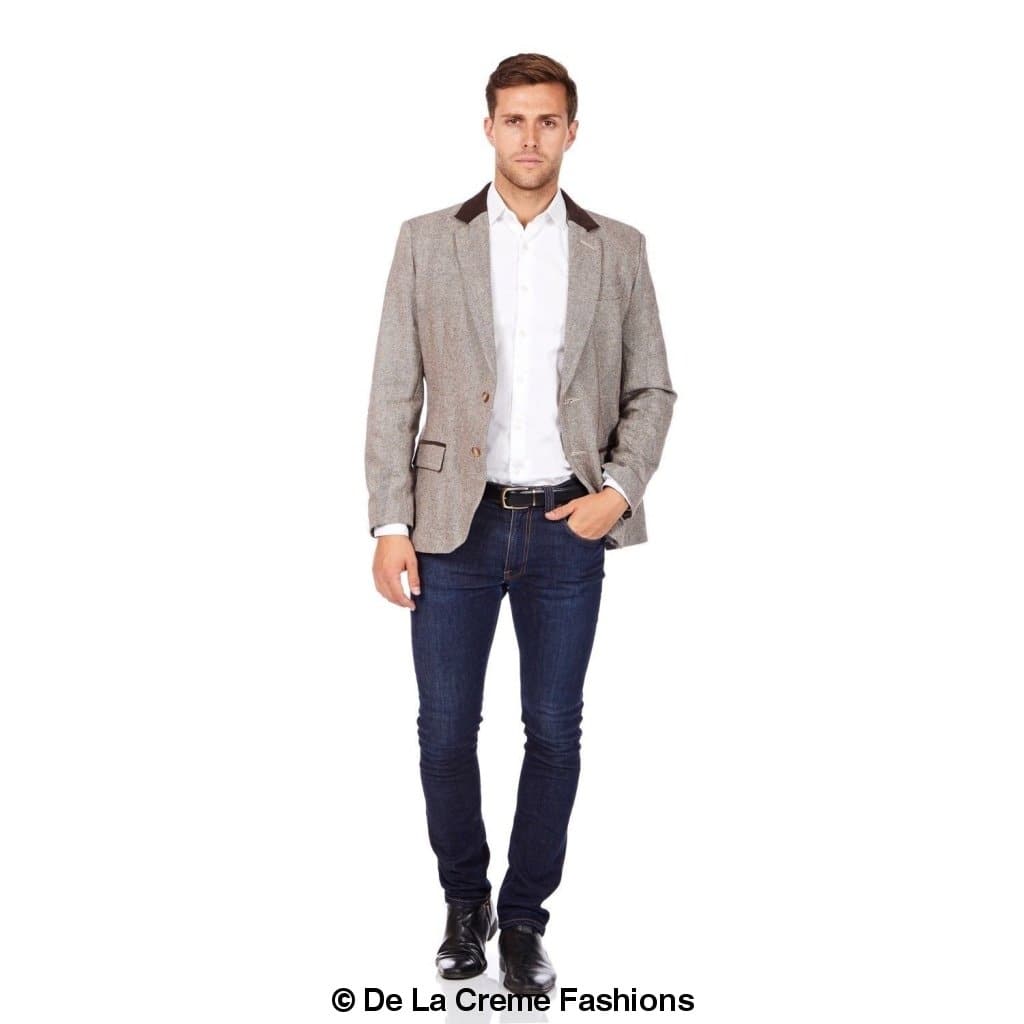 De La Creme MAN - Mens Luxury Wool Blend Jacket Velvet Trim