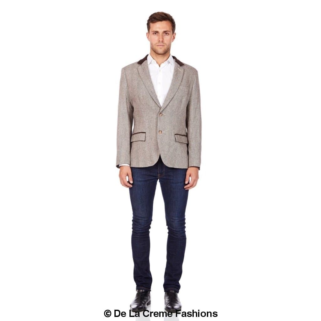 De La Creme MAN - Mens Luxury Wool Blend Jacket Velvet Trim