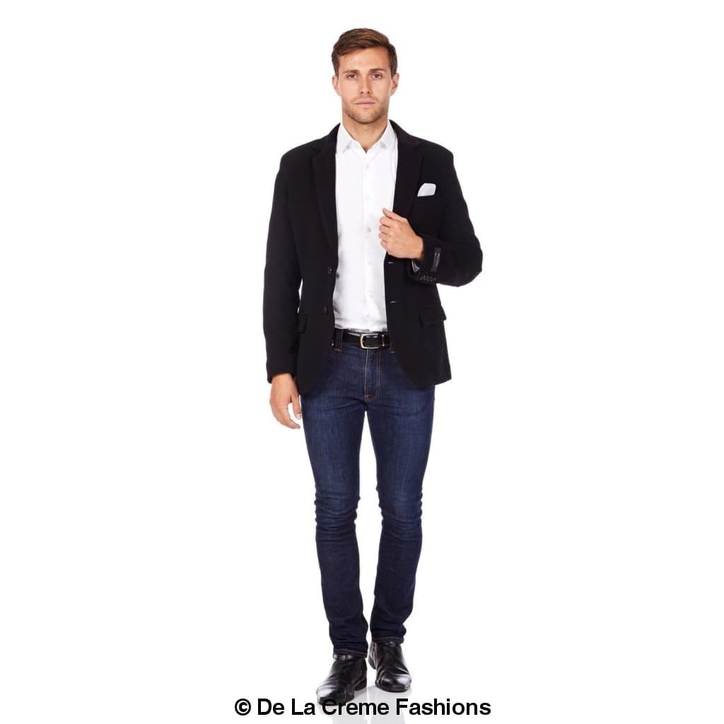 De La Creme MAN - Mens Luxury Wool Blend Jacket Velvet Trim