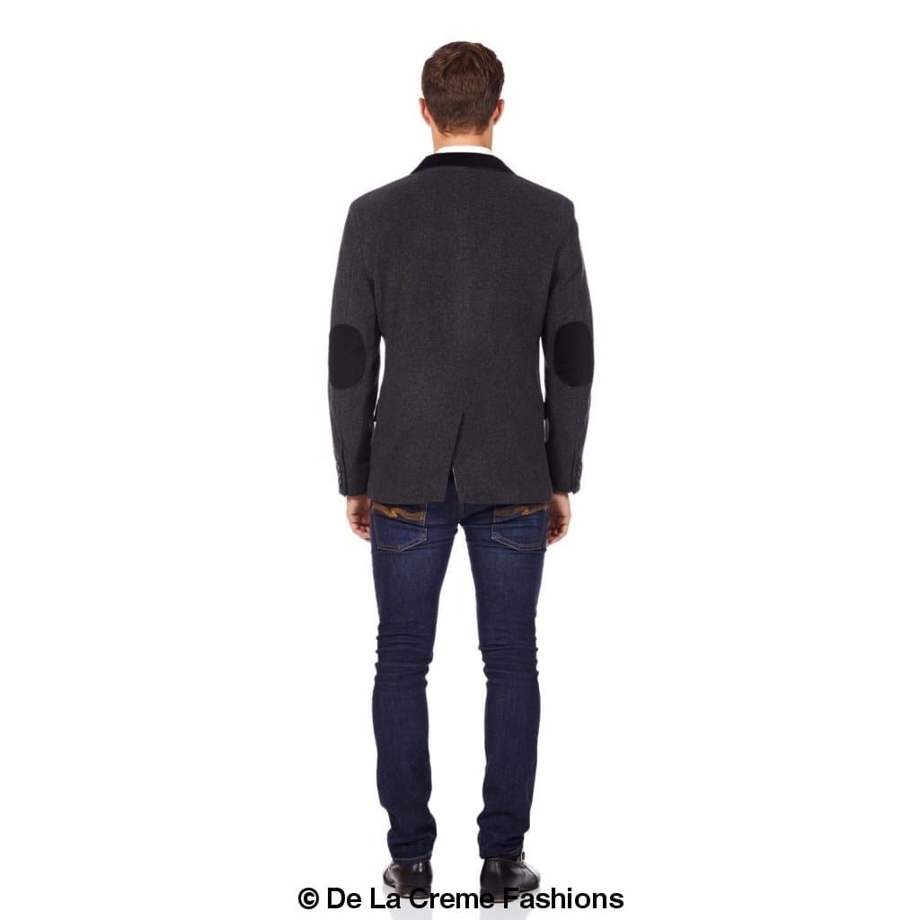 De La Creme MAN - Mens Luxury Wool Blend Jacket Velvet Trim