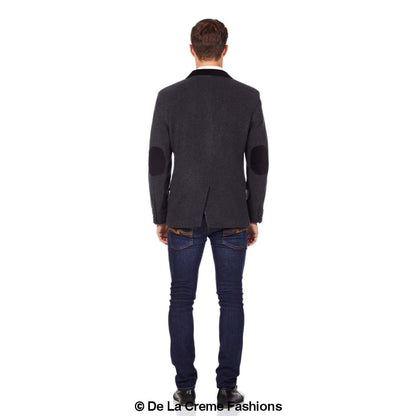 De La Creme MAN - Mens Luxury Wool Blend Jacket Velvet Trim