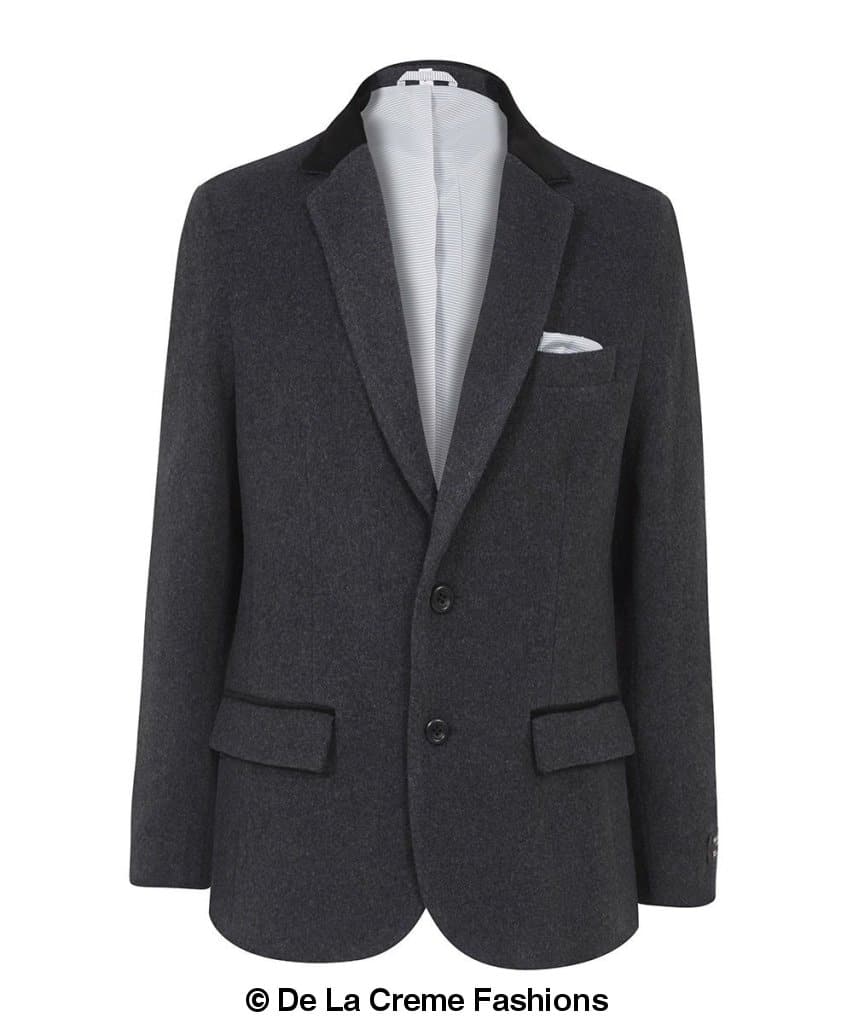 De La Creme MAN - Mens Luxury Wool Blend Jacket Velvet Trim