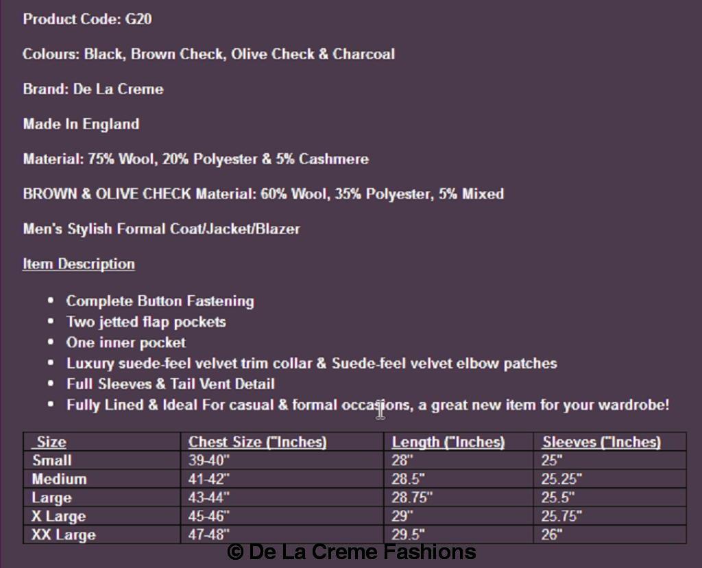 De La Creme MAN - Mens Luxury Wool Blend Jacket Velvet Trim