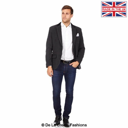 De La Creme MAN - Mens Luxury Wool Blend Jacket Velvet Trim