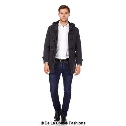 CLAREMONT - Mens Wool Blend Hooded Duffle Coat