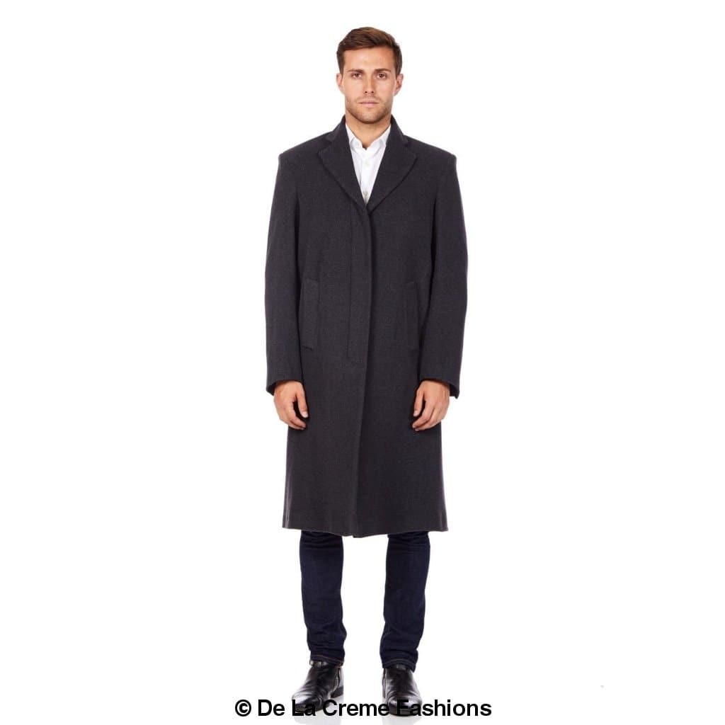 De La Creme MAN Wool & Cashmere Blend Covert Long Coat