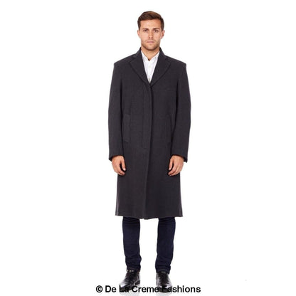 De La Creme MAN Wool & Cashmere Blend Covert Long Coat