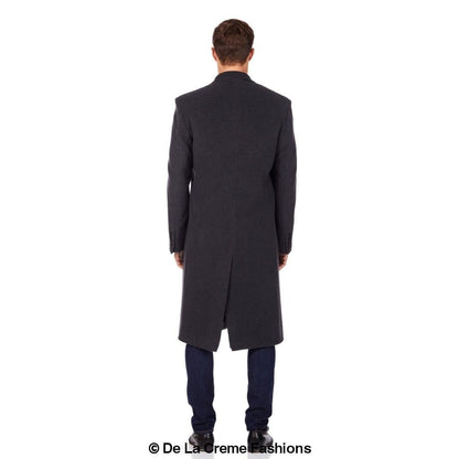 De La Creme MAN Wool & Cashmere Blend Covert Long Coat