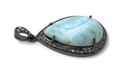 Larimar Pendant, Gemstone Pendant, Silver Pendant, Natural Larimar,
