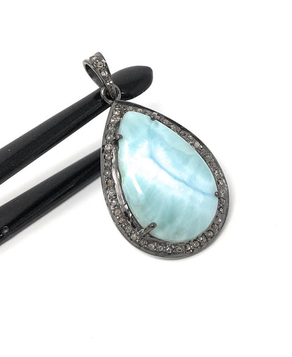 Larimar Pendant, Gemstone Pendant, Silver Pendant, Natural Larimar,