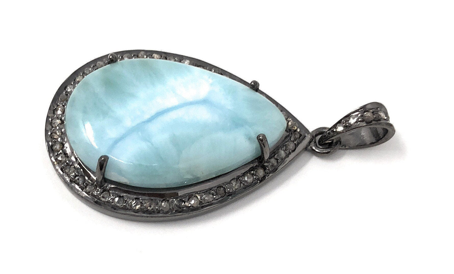 Larimar Pendant, Gemstone Pendant, Silver Pendant, Natural Larimar,