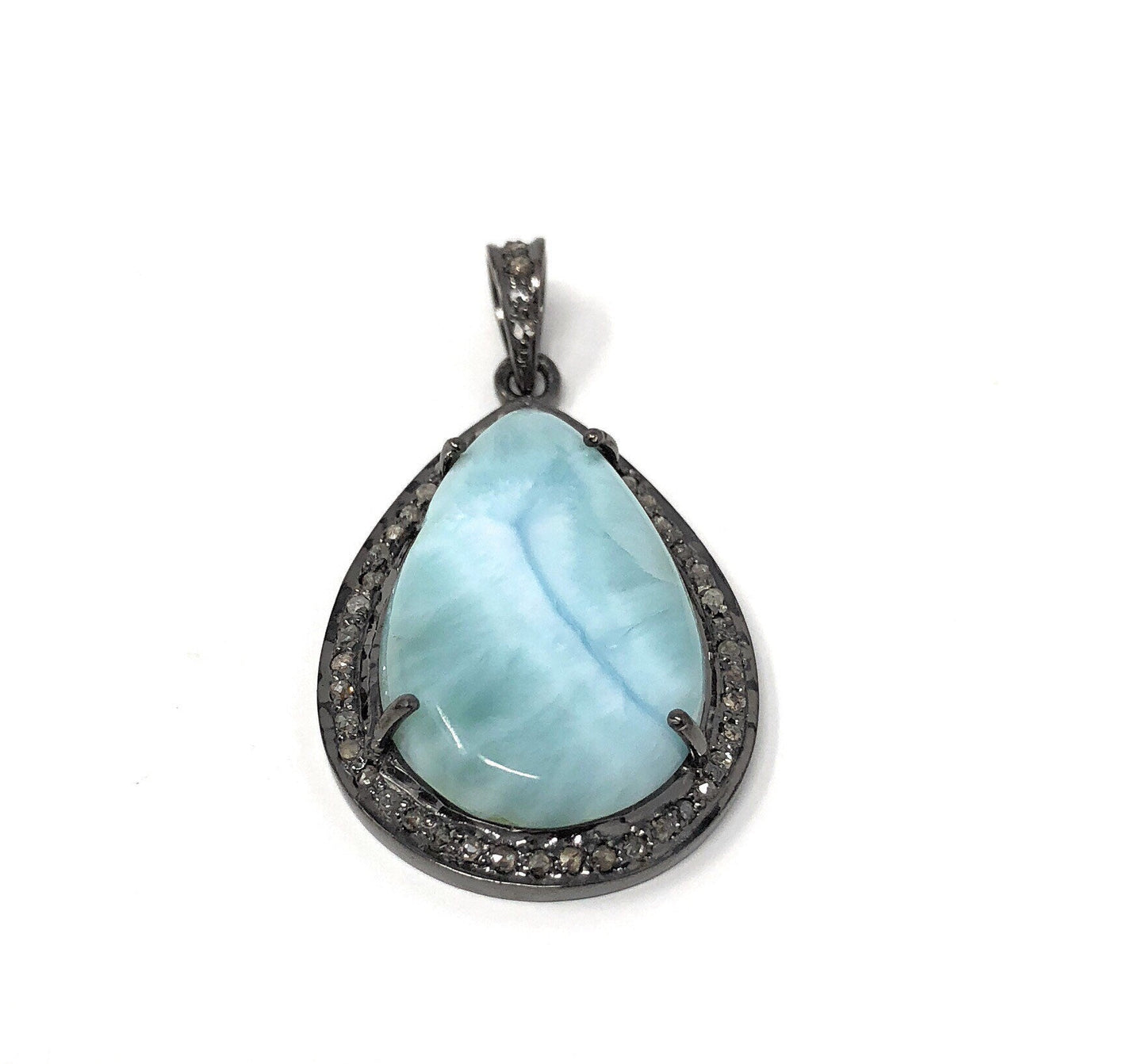 Larimar Pendant, Gemstone Pendant, Silver Pendant, Natural Larimar,