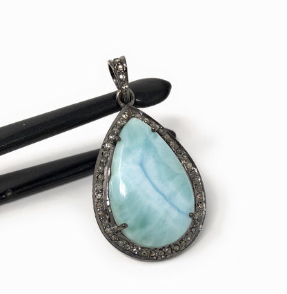 Larimar Pendant, Gemstone Pendant, Silver Pendant, Natural Larimar,