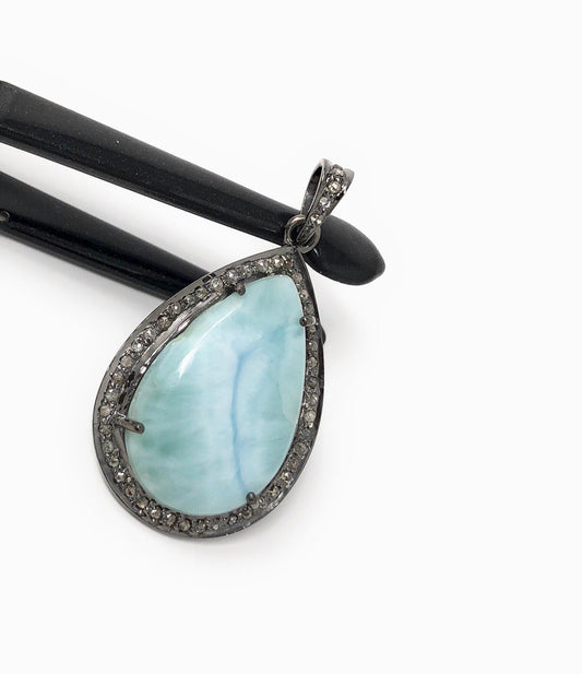 Larimar Pendant, Gemstone Pendant, Silver Pendant, Natural Larimar,