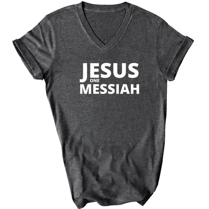 Jesus One Messiah Mens V-neck T-shirt