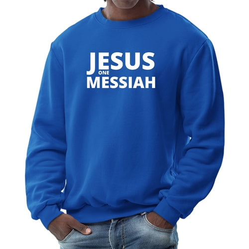 Mens Long Sleeve Graphic Sweatshirt Jesus One Messiah