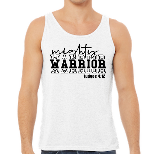 Mens Tank Top Fitness Shirt Mighty Warrior Black Illustration