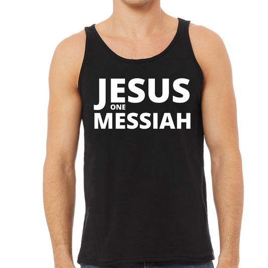 Mens Tank Top Fitness Shirt Jesus One Messiah