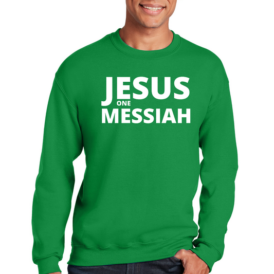Mens Long Sleeve Graphic Sweatshirt Jesus One Messiah