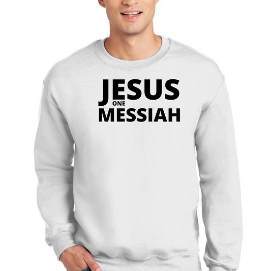 Mens Long Sleeve Graphic Sweatshirt Jesus One Messiah Black