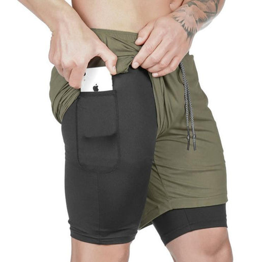 Multi-pocket Zip Pocket Men Joggers Shorts Mens 2 in 1 Short Pants