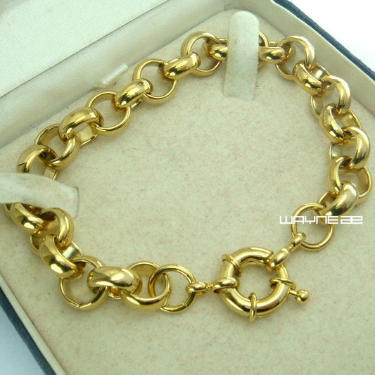 18k gold filled belcher bolt ring Link mens womens solid bracelet