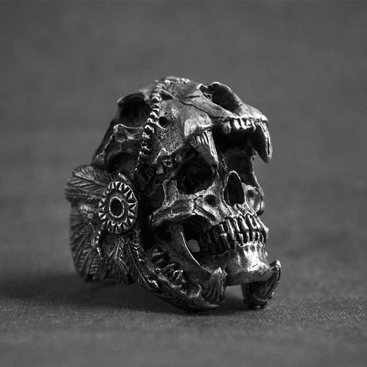 Cool Mens Boys 316L Stainless Steel Biker Rings Vintage Indian Jaguar