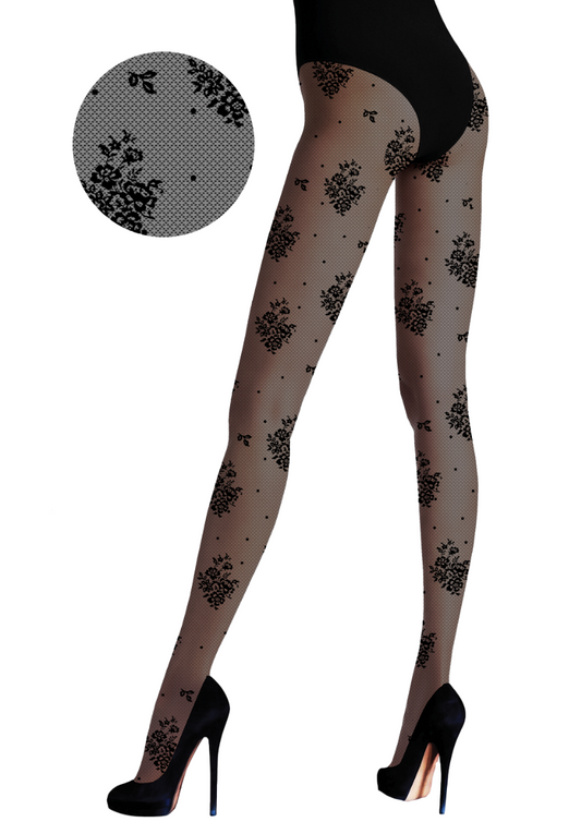FLOREALE black tights with flowers