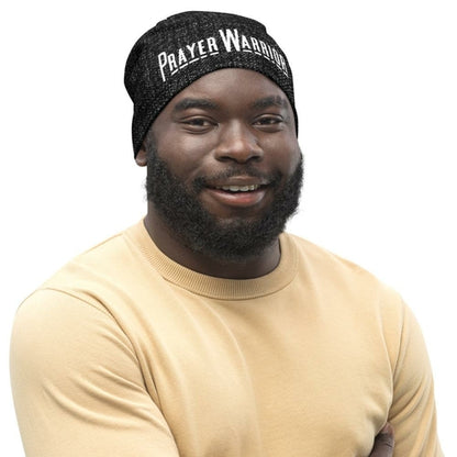 Beanie Hat - Black Slouchy Beanie Prayer Warrior Style Men/women